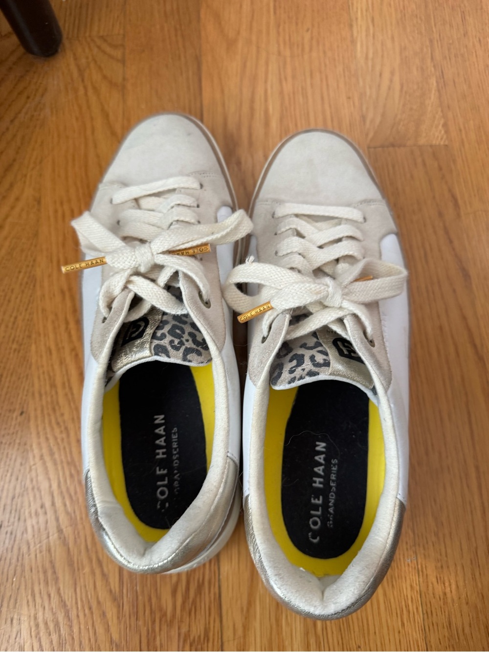 Cole Haan Cream and White Sneakers with Leopard Tongue size 8 Women’s